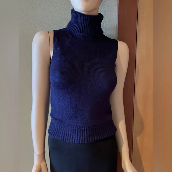 Ralph Lauren Purple Label Collection Deep 
Navy Blue Turtleneck Sweater Knit - Picture 4 of 11